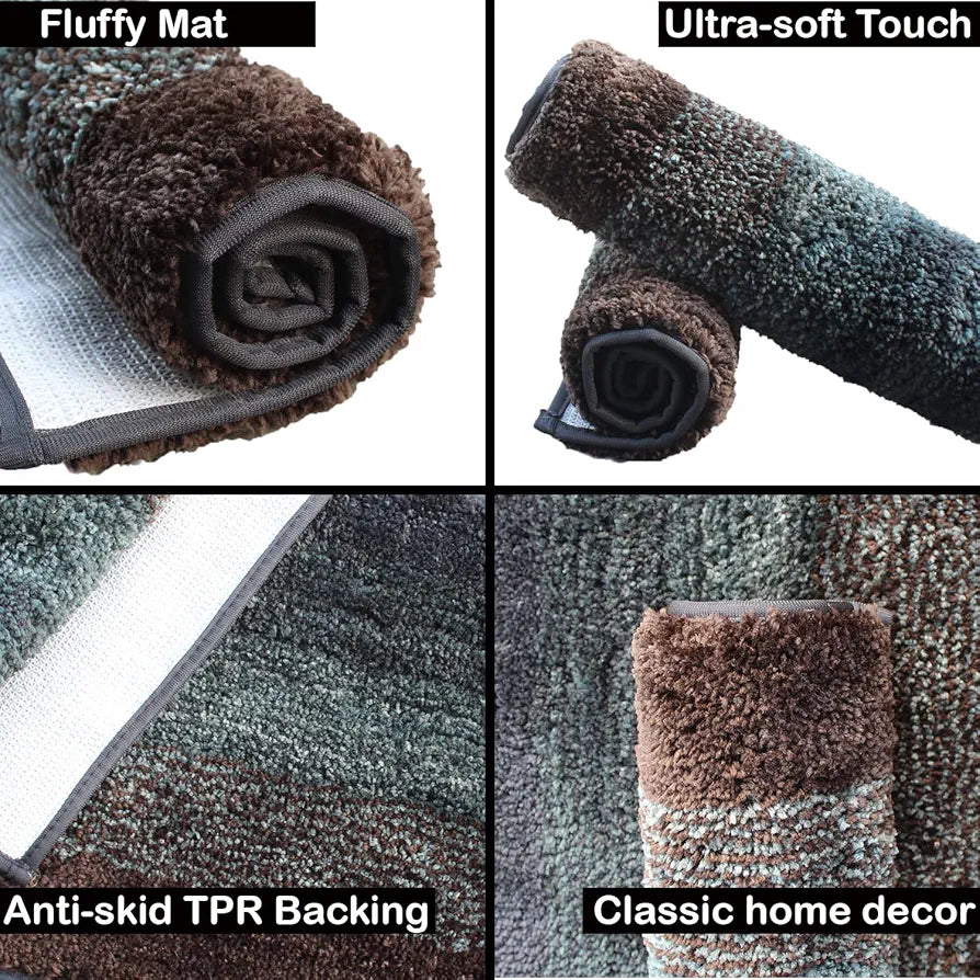 Luxe Home Super Soft Oyster Microfiber Bathroom Mat 40x60 cm Non-Slip Bath Mat for Home, Bedroom, and Living Room - Burnt Green